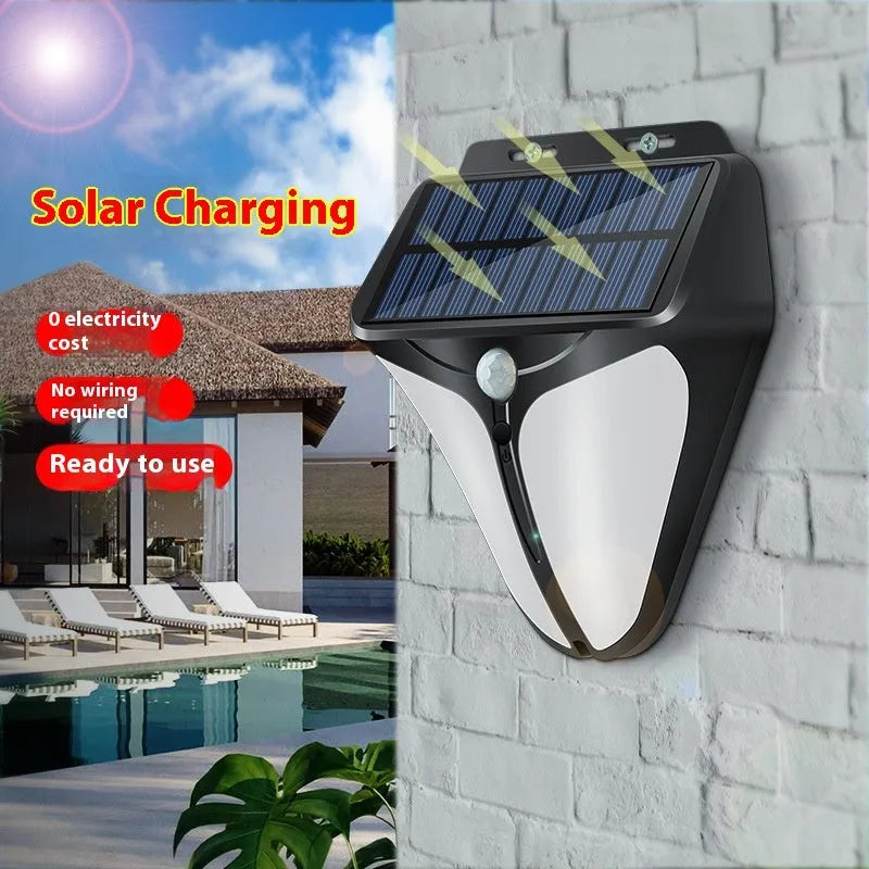 Heart-shaped solar wall lamp with human induction, IP65 rated, for villa courtyard lighting, warm or white light