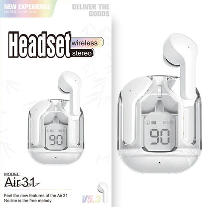 Pair of true wireless Bluetooth earbuds with noise cancellation and digital display