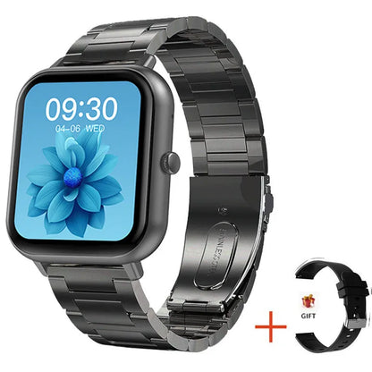 ZL54C smart watch on wrist showing health stats on AMOLED screen, with Milan steel strap option.