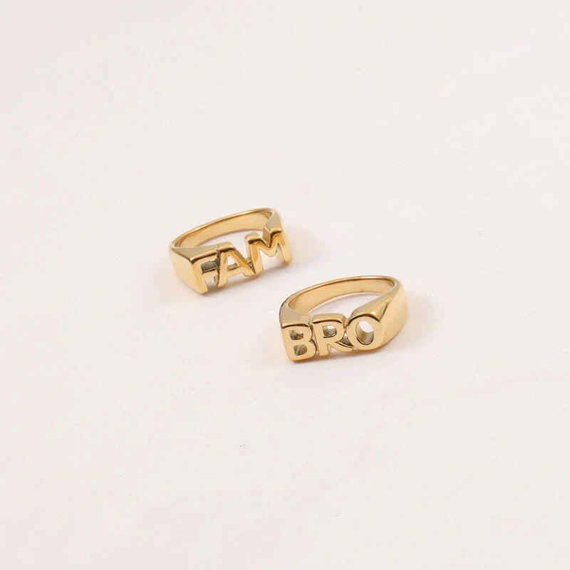 Letter Seal Titanium Steel Plating 18K Gold Ring for Women - Durable and Elegant