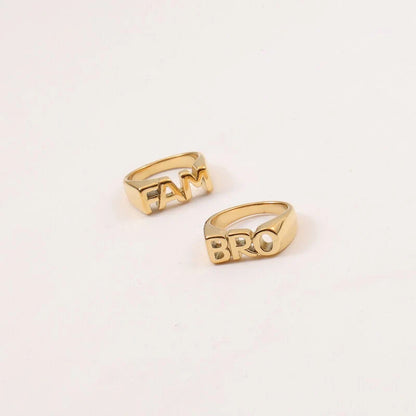 Letter Seal Titanium Steel Plating 18K Gold Ring for Women - Durable and Elegant