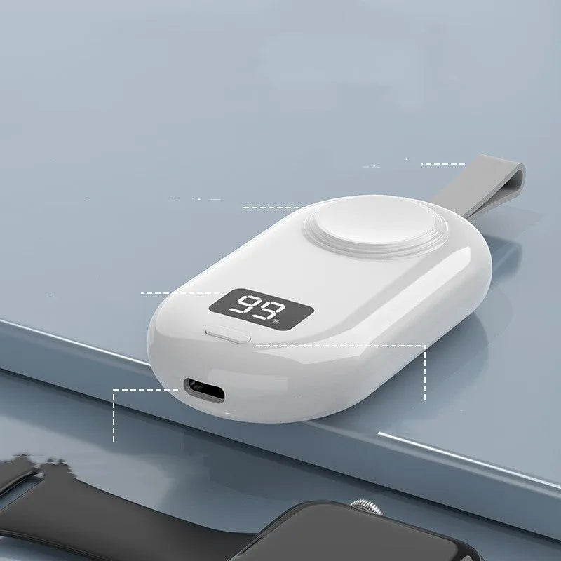 V5 watch wireless power bank with 121.5x49.5x20.2mm ABS plastic case and Type-C port