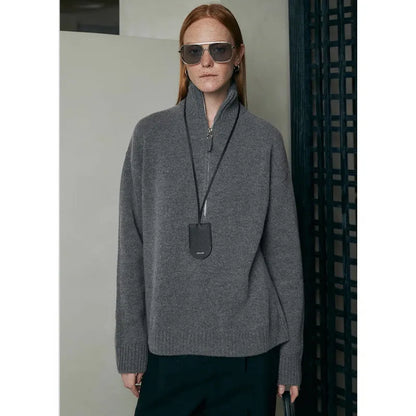 Loose lapels wool bandage dress in black or mountain rain grey with long sleeves for autumn and winter wear