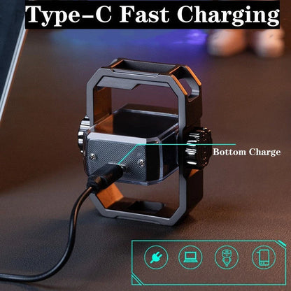Rechargeable outdoor electric lighter with spinning gyroscope, windproof double arc design, and Type-C charging