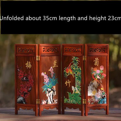 Red rosewood miniature Chinese furniture model with traditional carved details and mahogany construction