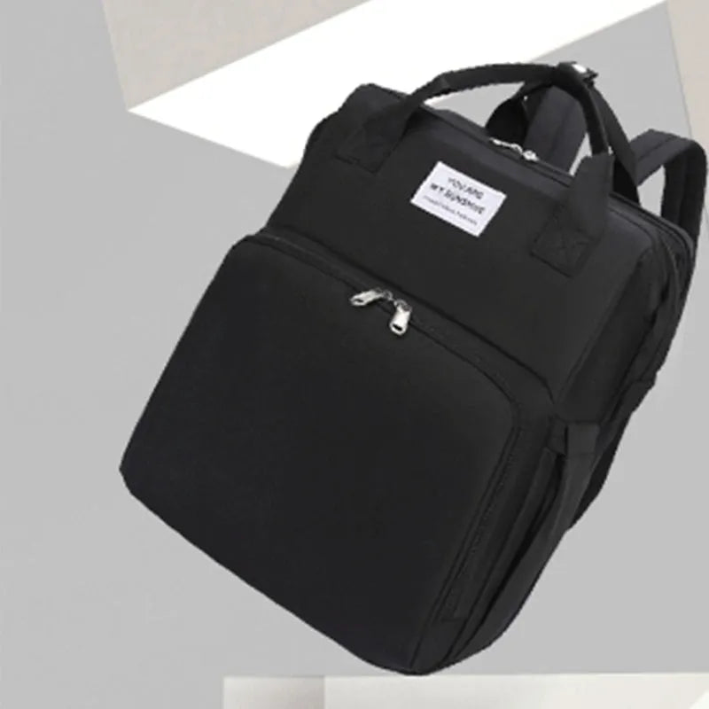 Lightweight nylon mother and baby storage bag with USB interface and curved shoulder strap