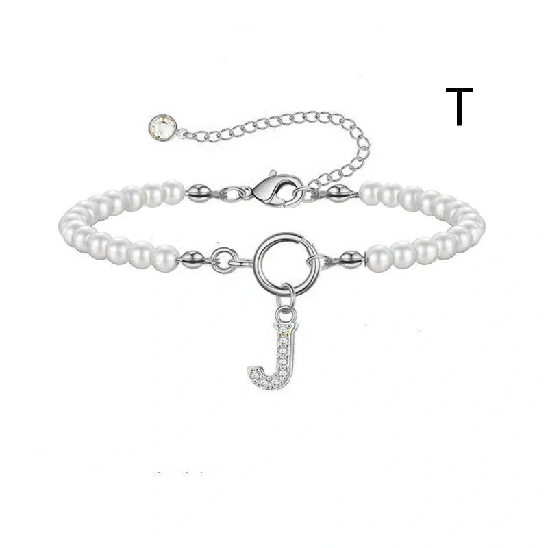 2024 fashion initial pearl bracelet for women with toggle clasp