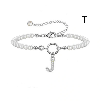 2024 fashion initial pearl bracelet for women with toggle clasp