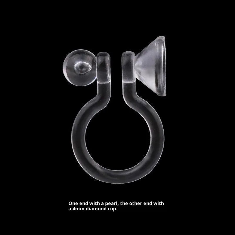 Transparent U-shaped plastic resin ear clip converter for stud earrings, unisex, single piece