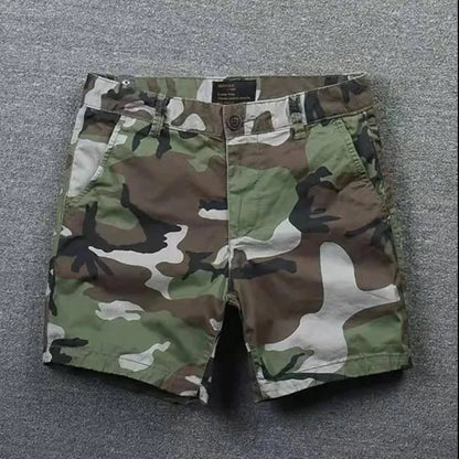 Men's cotton loose shorts with straight-leg cut and zipper fly in multiple colour options