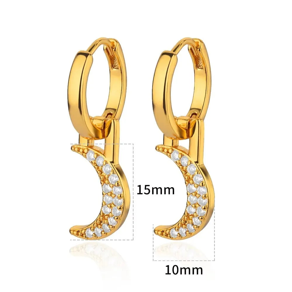 Women's irregular geometric butterfly earrings in copper with diamond treatment, showing heart-shaped and star designs in various colours