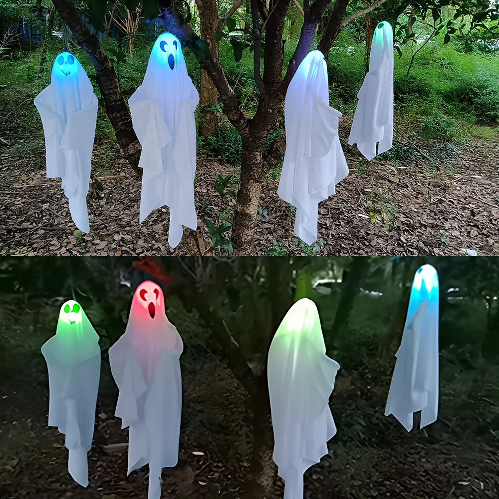 Halloween white ghost pendant with three-colour fade effect, 25x25x8cm dimensions