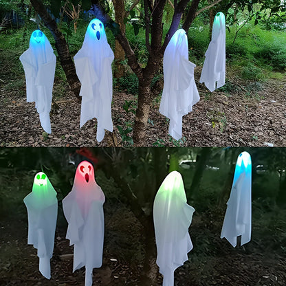 Halloween white ghost pendant with three-colour fade effect, 25x25x8cm dimensions
