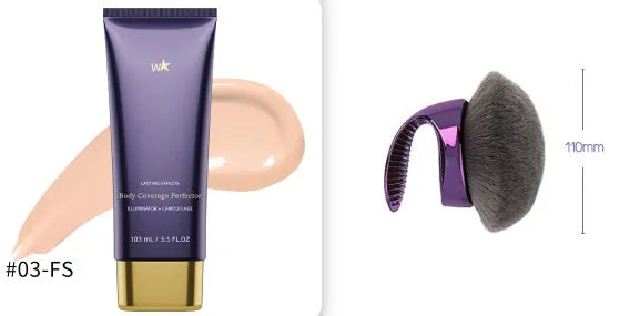 103ml tube of waterproof body concealer cream with brush in shade options Fair, Light, Warm, Natural, Golden, Bronze, Deep Radiant.