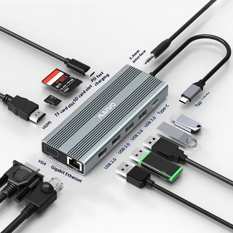 Steam Deck Six-in-one Docking Station with aluminium housing, 15cm cable, HDMI, Ethernet and USB ports