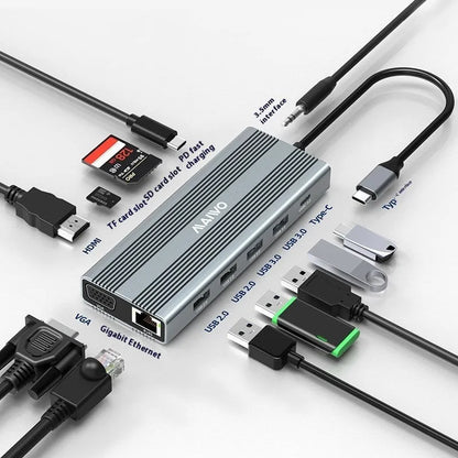 Steam Deck Six-in-one Docking Station with aluminium housing, 15cm cable, HDMI, Ethernet and USB ports