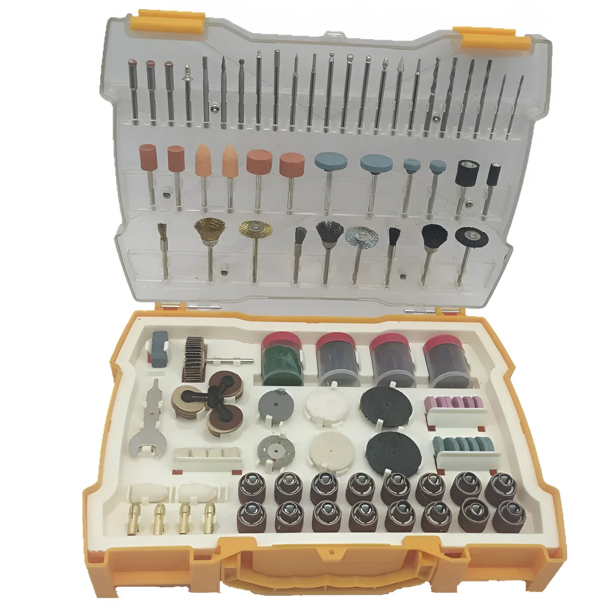 302-piece electric grinding accessory set in a 25 x 18 x 5.5 cm box compatible with Dremel rotary tools