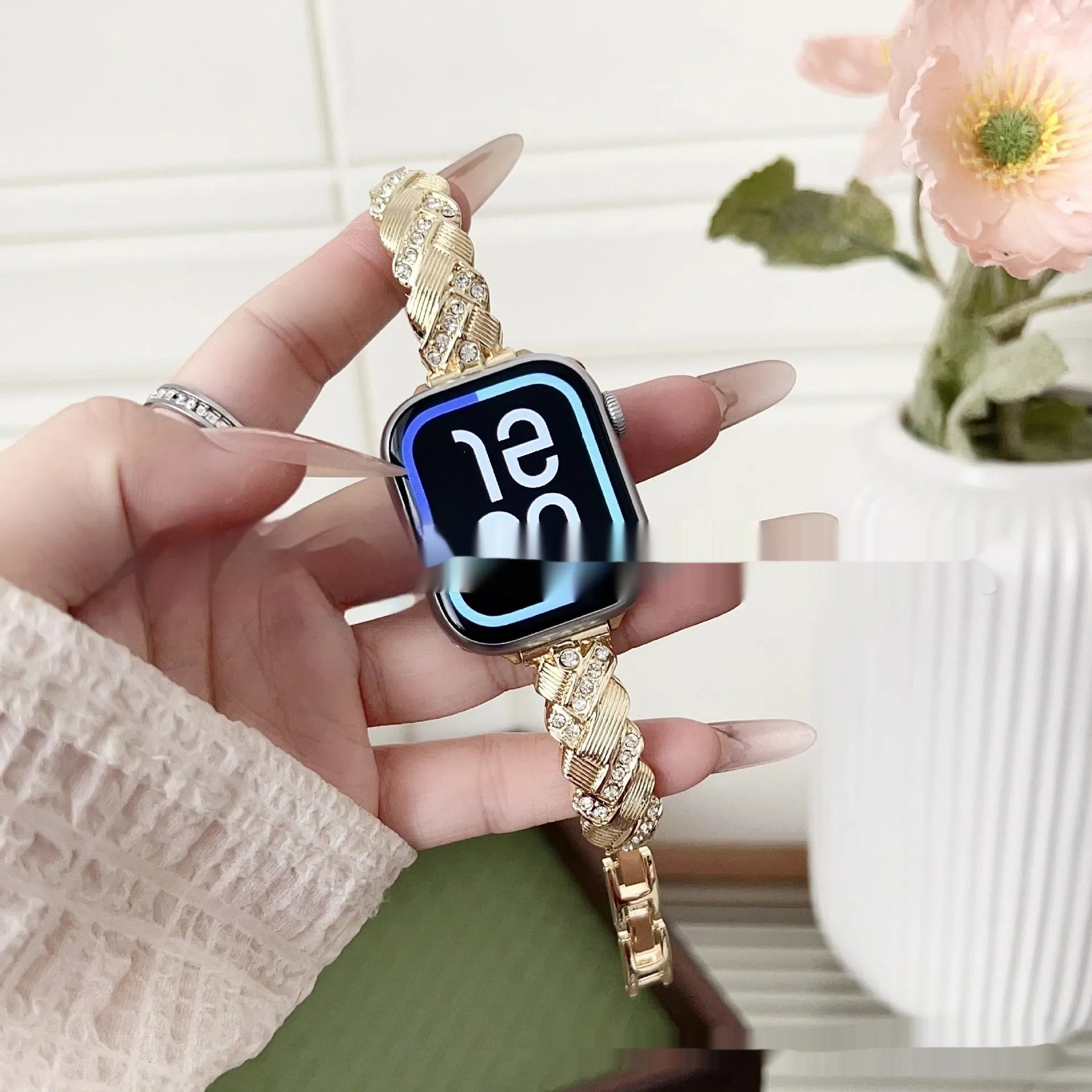 Twist diamond pattern zinc alloy watch strap in multiple colours for Apple Watch compatibility