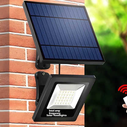 A waterproof solar-powered LED courtyard light mounted on a stake for garden or pathway illumination.