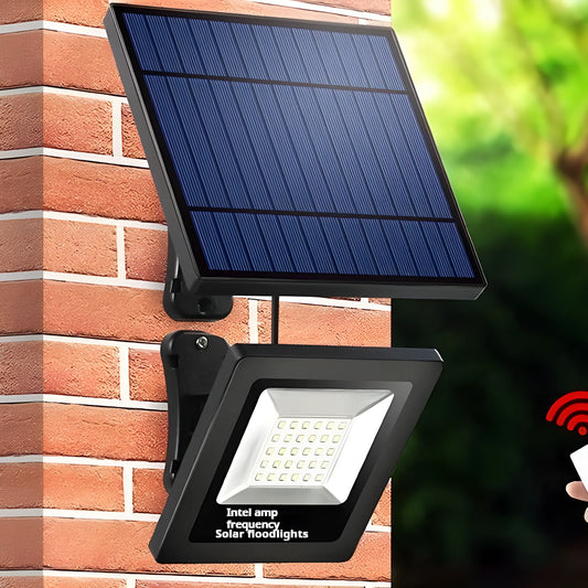 A waterproof solar-powered LED courtyard light mounted on a stake for garden or pathway illumination.