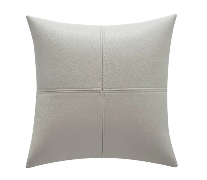 Simple solid colour soft cowhide leather pillow cover in Nordic style with PP cotton filler