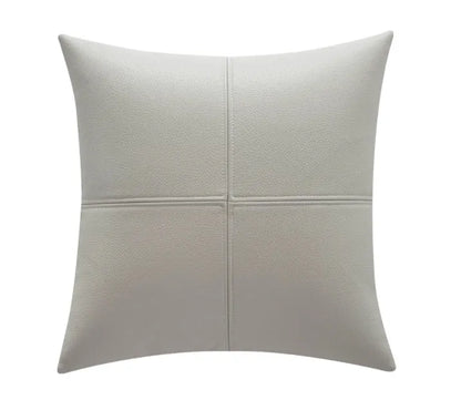 Simple solid colour soft cowhide leather pillow cover in Nordic style with PP cotton filler