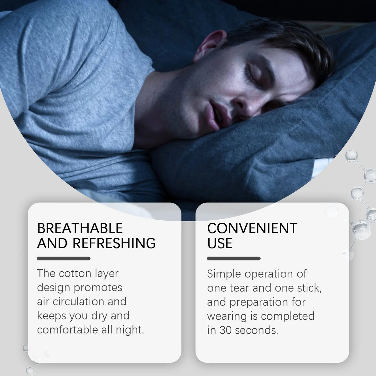 Anti-snoring nasal sticker strips pack containing 30 individual adhesive patches