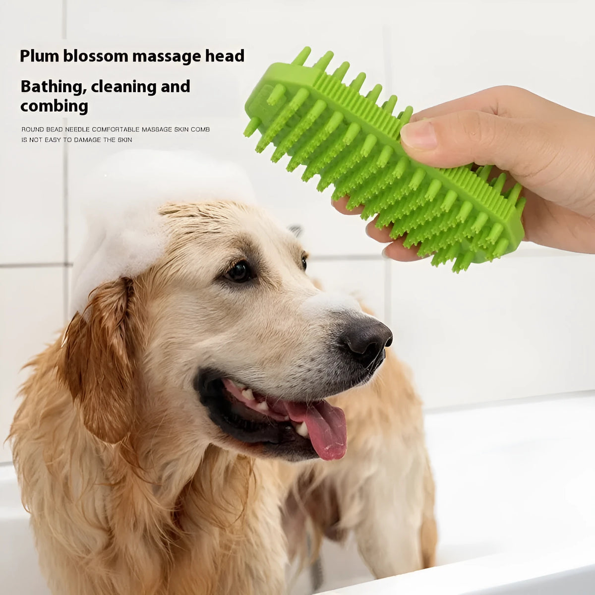Pet bath massage comb for dogs, TPR, 7x2.9x12.1cm, wet and dry hair removal brush