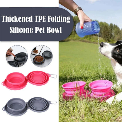 Spill-Proof Foldable Double Pet Bowls with Non-Skid Silicone Base for Food and Water