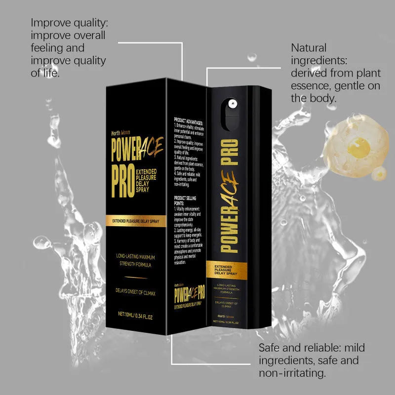 Men's 10ml body moisturising spray bottle with spray nozzle, 2.6cm wide and 9.3cm tall.