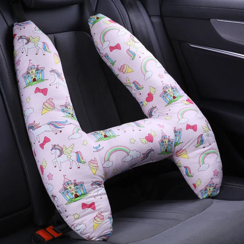 55x70cm car pillow with choice of 20 character patterns including dinosaur, unicorn, and bunny designs