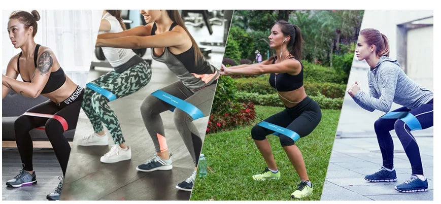 Durable rubber resistance bands for glutes, yoga, and pilates workouts in various colors