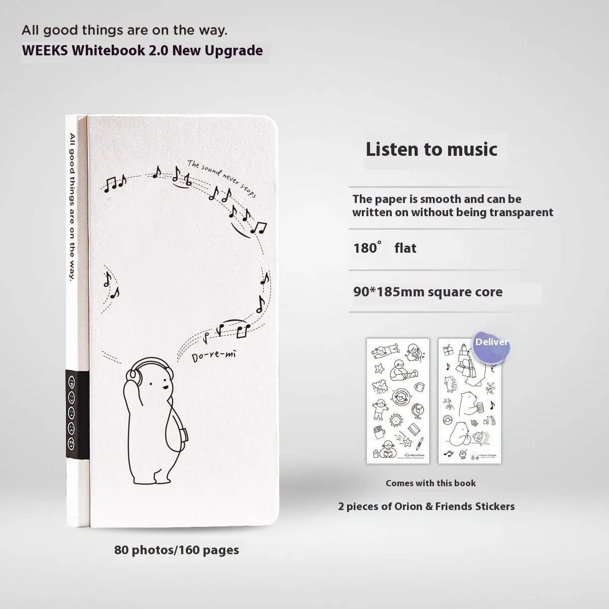 Plaid grid notebook with paper cover, 14.8 x 21 cm, includes vinyl stickers for customisation