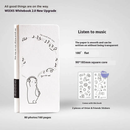 Plaid grid notebook with paper cover, 14.8 x 21 cm, includes vinyl stickers for customisation