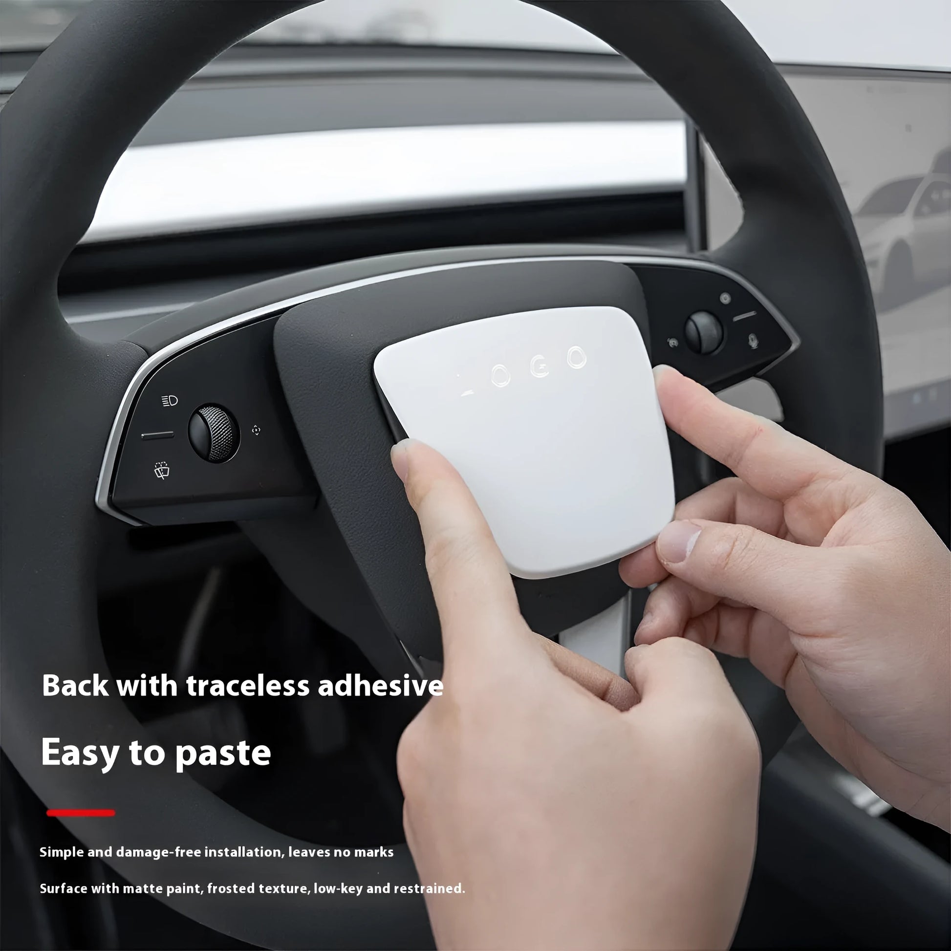 White plastic steering wheel patch cover for car interior renewal and scratch protection