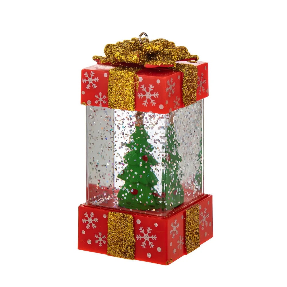 Christmas crystal ball light with cartoon character in 5.5cm plastic gift box