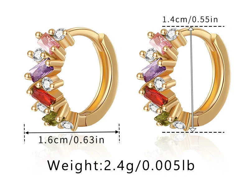 Elegant Leaf Design Zircon Emerald Ear Clips for women, featuring unique inlays and 18K copper material.