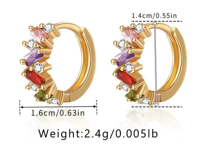 Elegant Leaf Design Zircon Emerald Ear Clips for women, featuring unique inlays and 18K copper material.