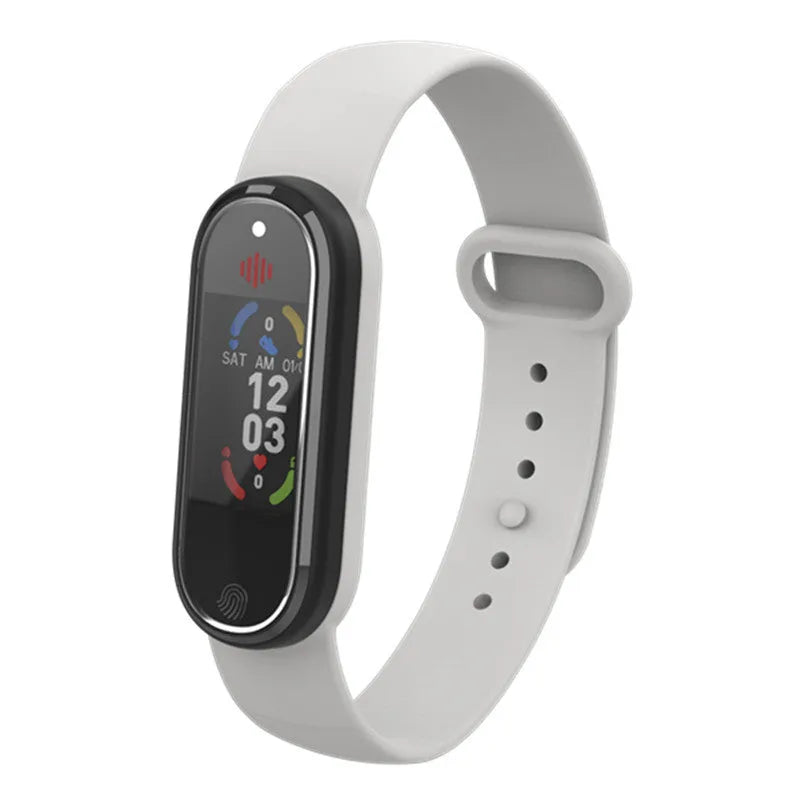 Black and white ultrasonic mosquito repellent bracelet with USB charging port on wristband