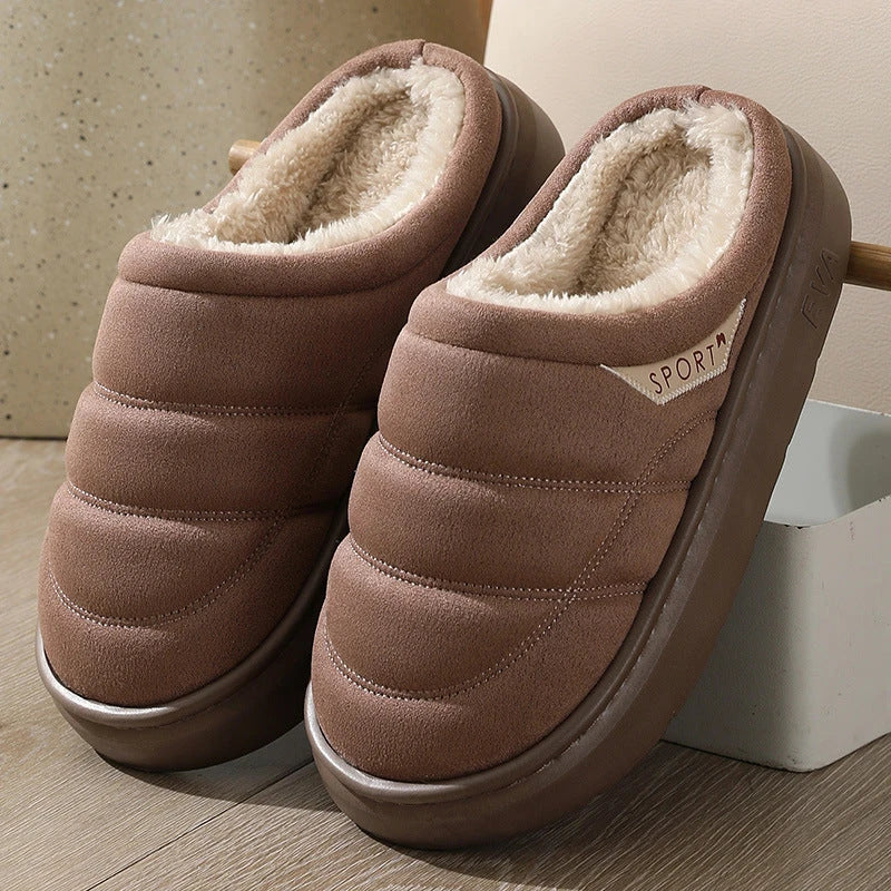 Soft and cozy winter house slippers in a variety of classic colors, featuring plush lining and thick, supportive EVA soles for ultimate indoor comfort and warmth.