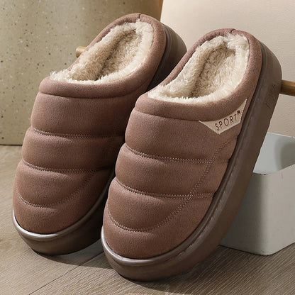 Soft and cozy winter house slippers in a variety of classic colors, featuring plush lining and thick, supportive EVA soles for ultimate indoor comfort and warmth.