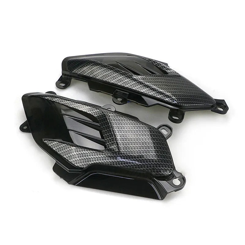 NMAX155 side lamp with LED carbon fibre decoration showing blue light option and ABS construction