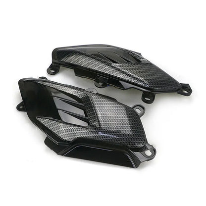 NMAX155 side lamp with LED carbon fibre decoration showing blue light option and ABS construction