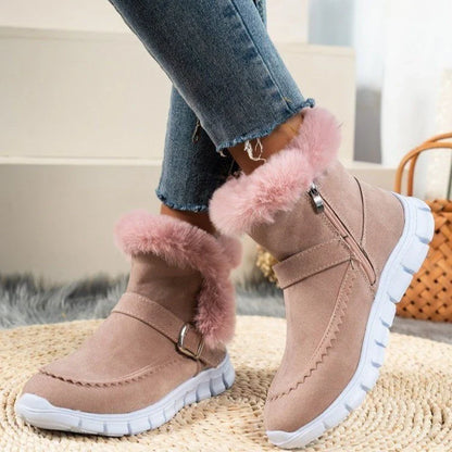 Cozy winter ankle boots with plush lining, suede uppers, and rubber soles for women