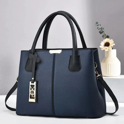 Soft PU leather large capacity shoulder bag in a horizontal square shape with an adjustable strap