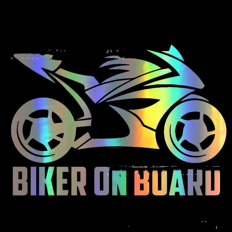 Motorcycle reflective stickers in PET material showing size options and colour variations