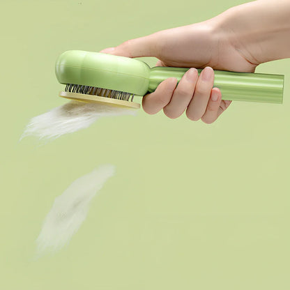 Sunflower design pet comb with stainless steel needles and one-click hair removal button