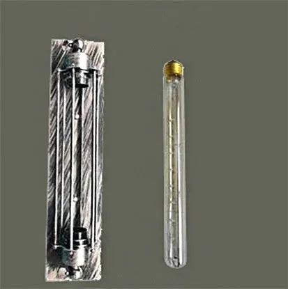 Industrial retro flute iron wall lamp in black finish, 110mm by 470mm size, antique style design