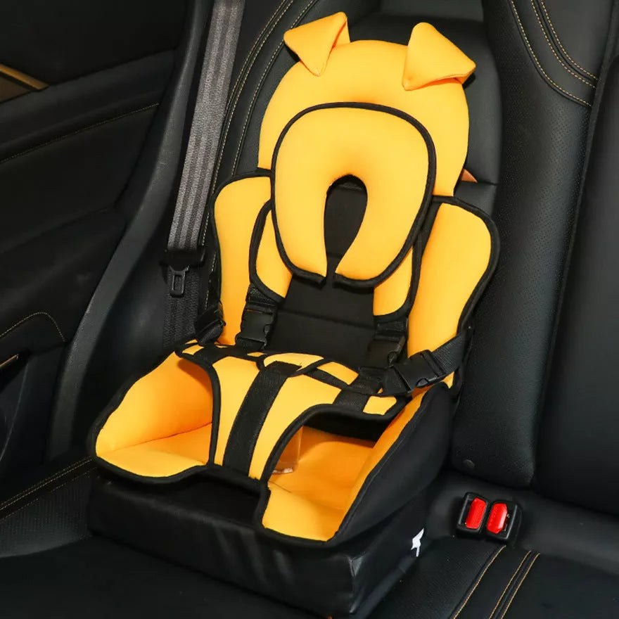 Child car safety seat cushion in colorful patterns for universal fit and comfort