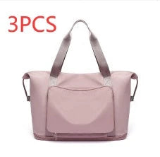 Roomy and foldable gym bag for women with waterproof Oxford fabric, multiple pockets, and wet/dry separation compartment